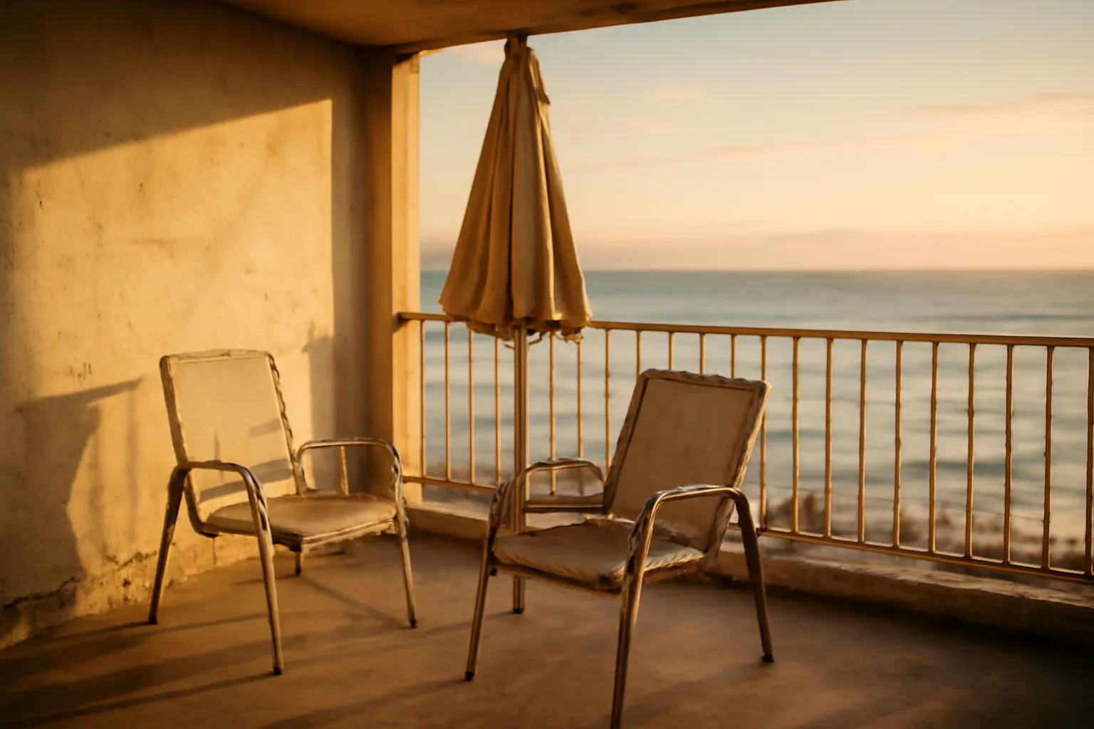 Empty resort balcony overlooking the ocean, symbolizing timeshare ownership and its ongoing costs