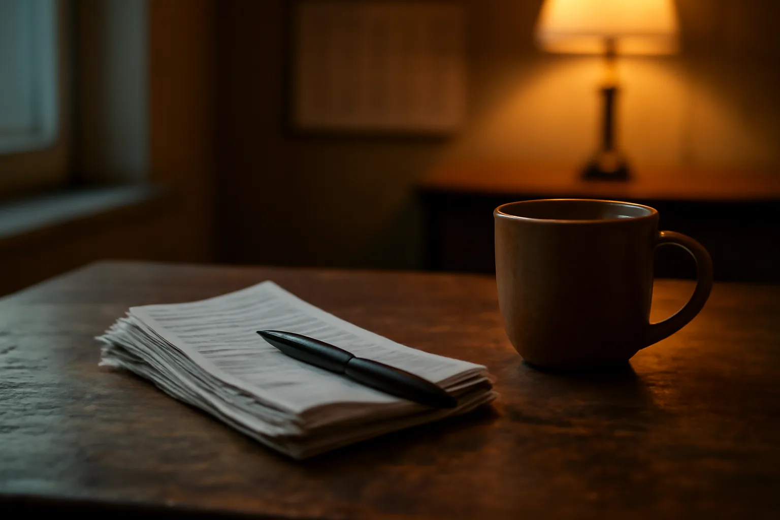 Kitchen table scene with mail receipts and pen, representing canceling a timeshare contract