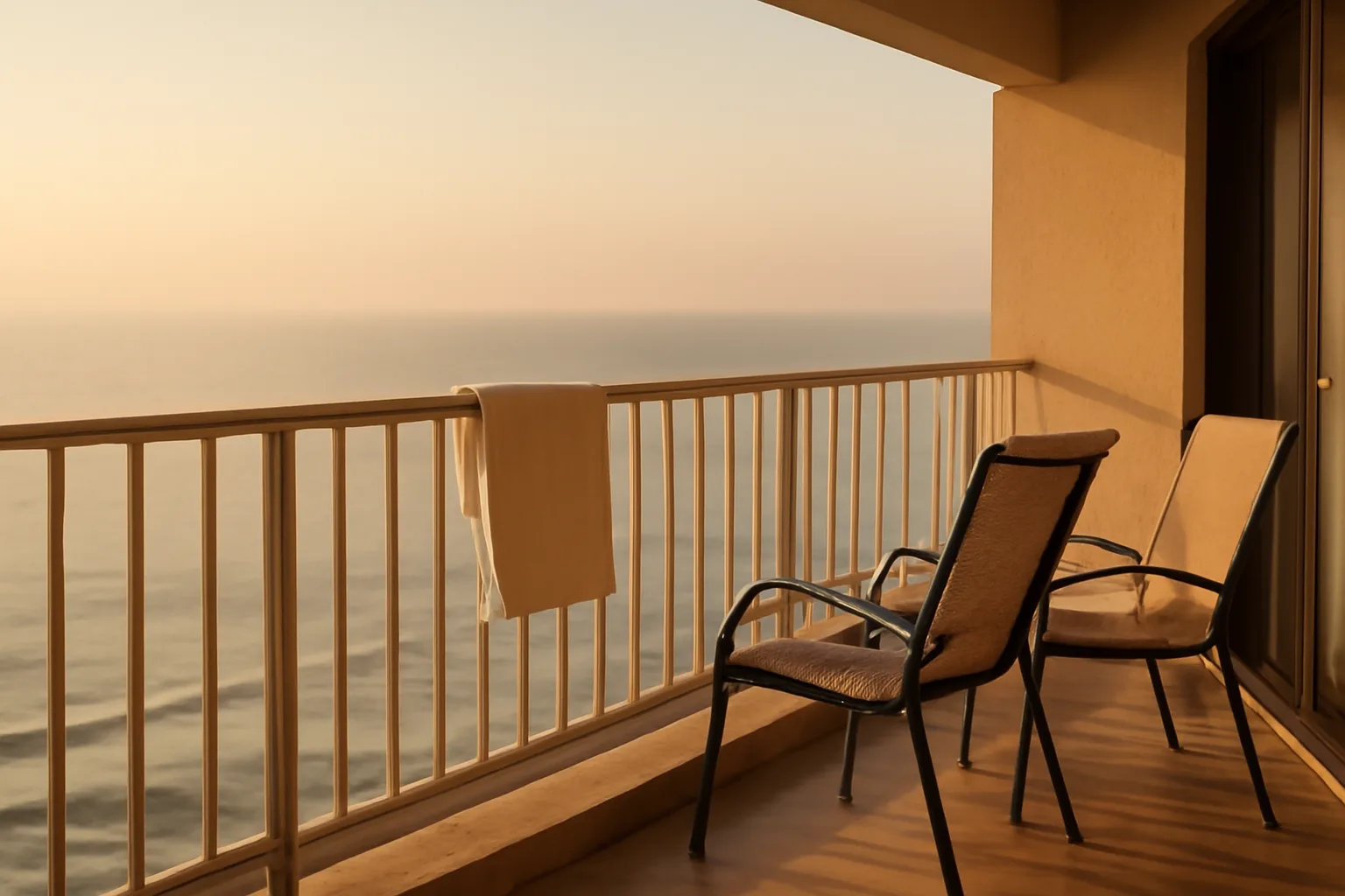 Empty resort balcony at sunset representing a Marriott timeshare owner considering selling