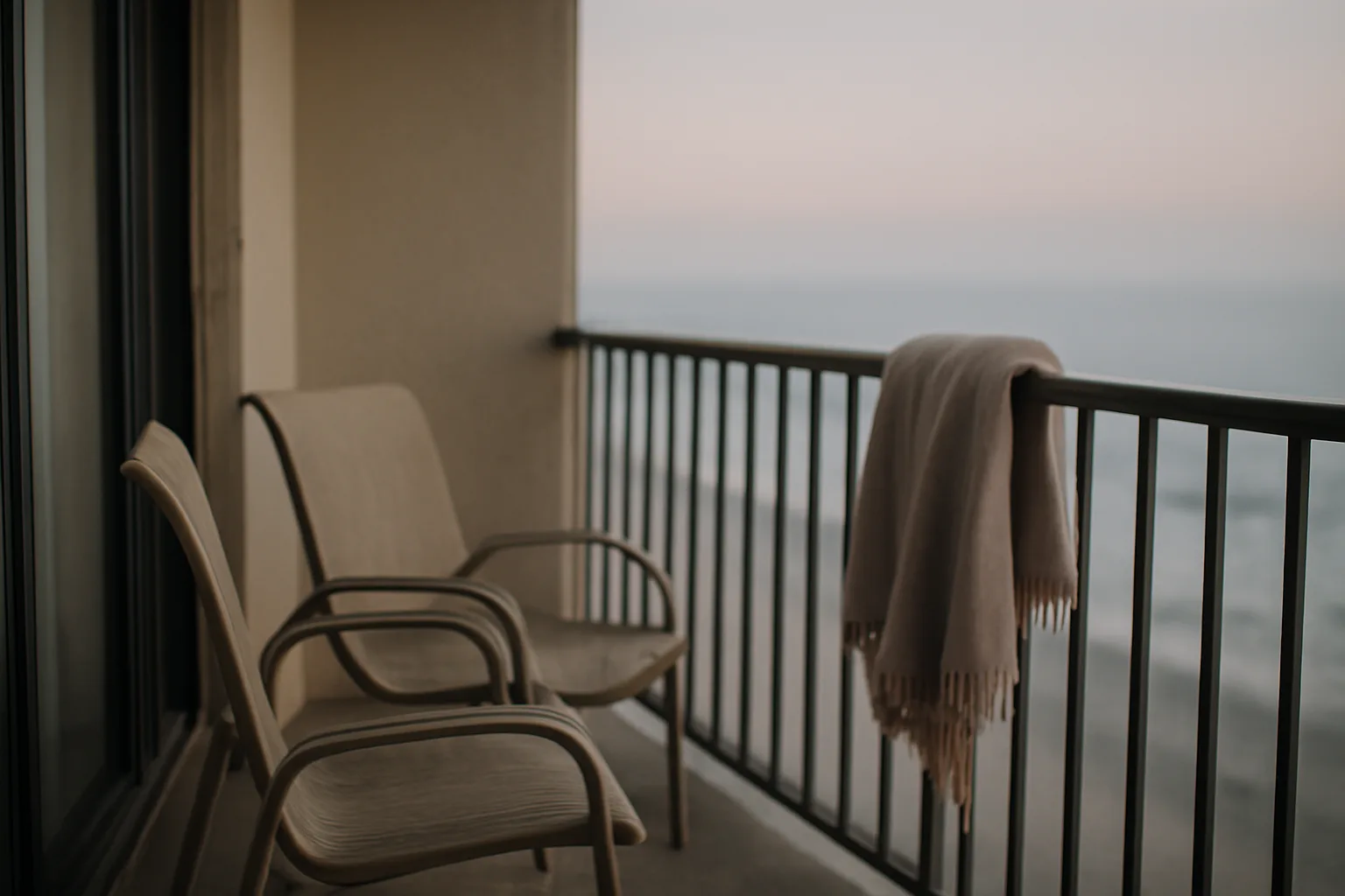 Empty timeshare resort balcony at dawn representing owners weighing exit programs