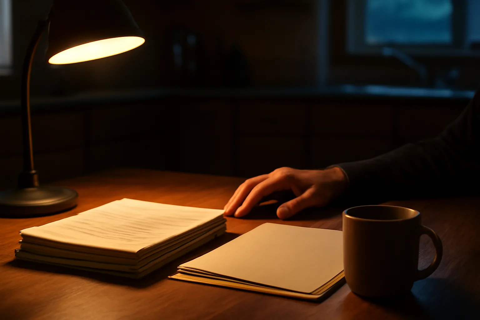 Hands resting near paperwork on a table during a timeshare exit review