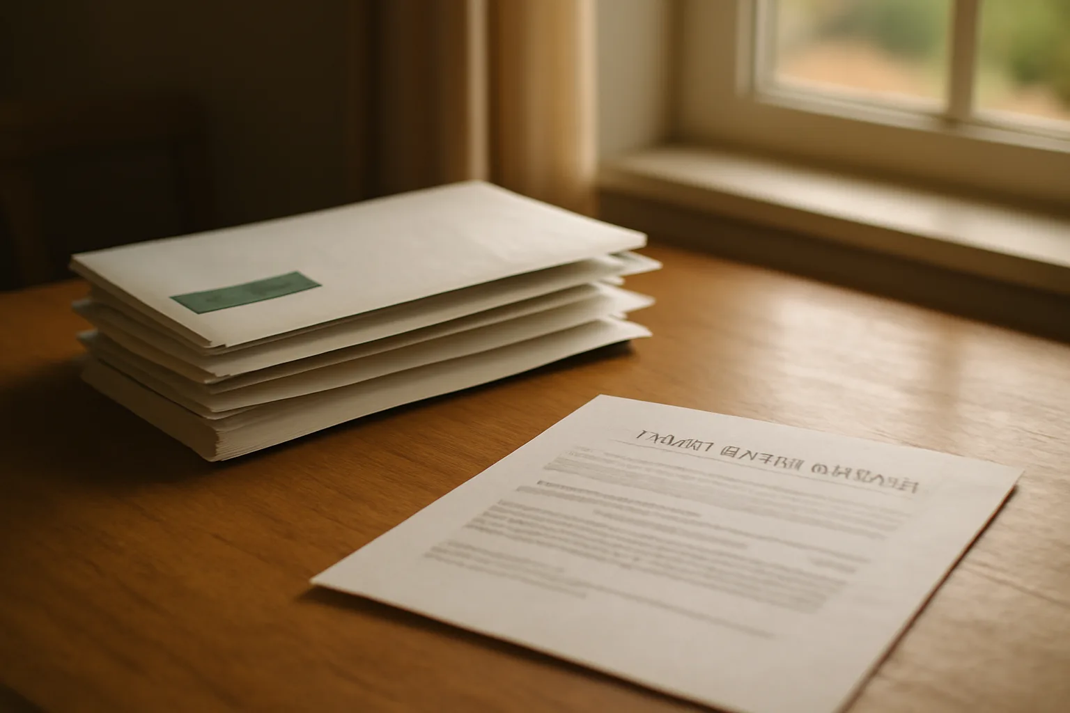Unopened mail and a folded legal notice on a table, representing a Wyndham timeshare liquidation letter