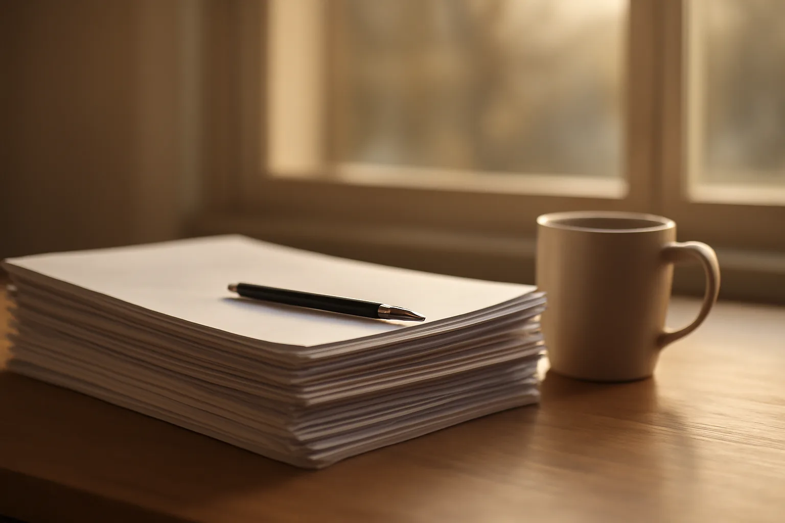Desk with paperwork and pen representing timeshare exit decision process