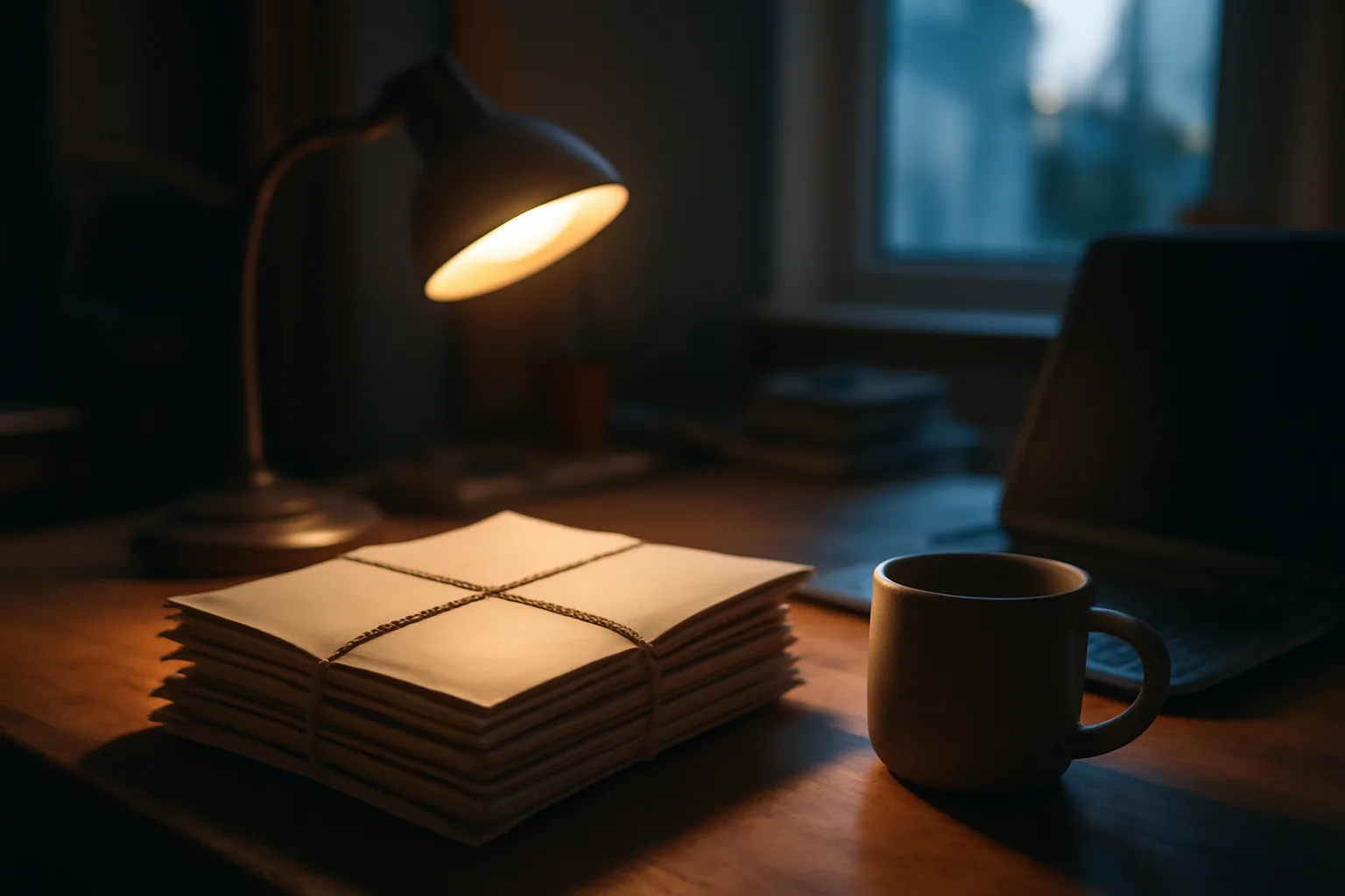Desk with certified mail envelopes representing timeshare exit company research and paperwork