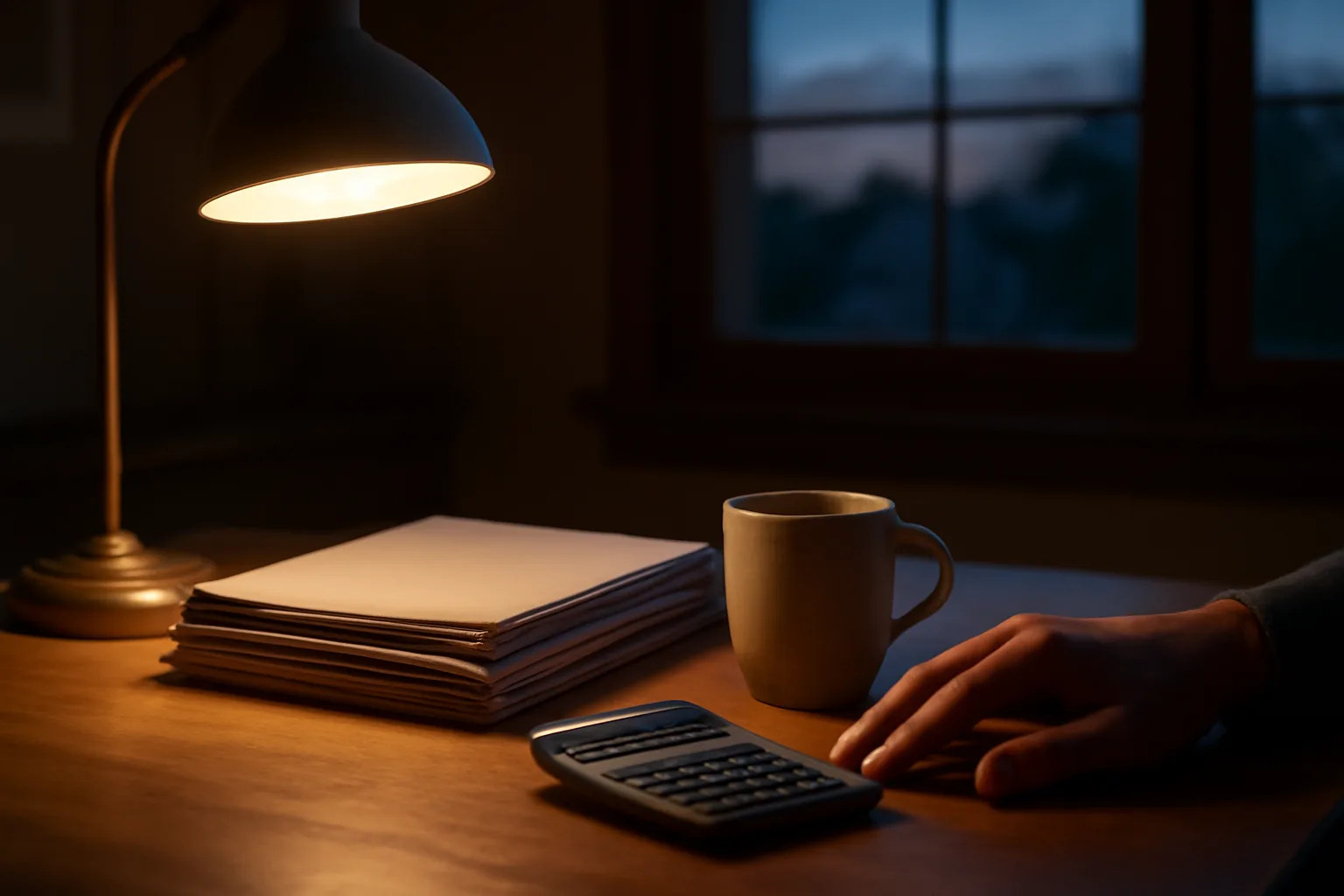 Person reviewing paperwork at a kitchen table while considering how to terminate a timeshare
