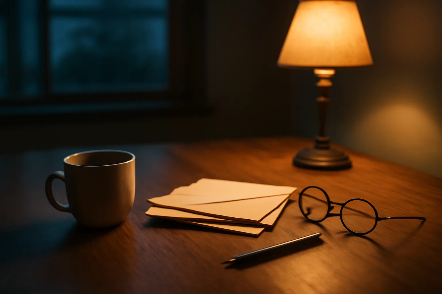 Kitchen table with cold coffee and unopened mail, evoking timeshare exit decision fatigue