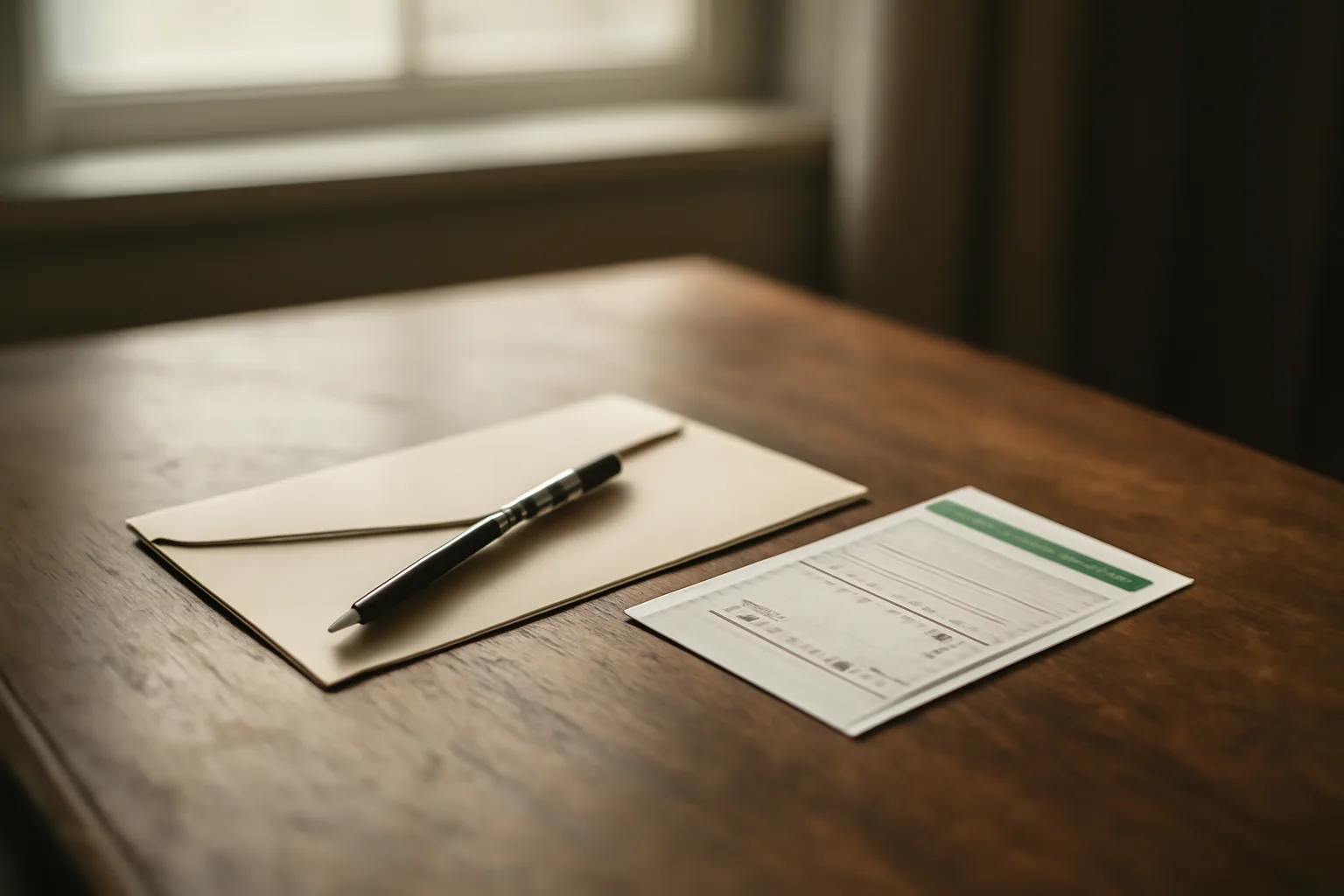 Desk with certified mail receipt and pen representing a timeshare cancellation letter