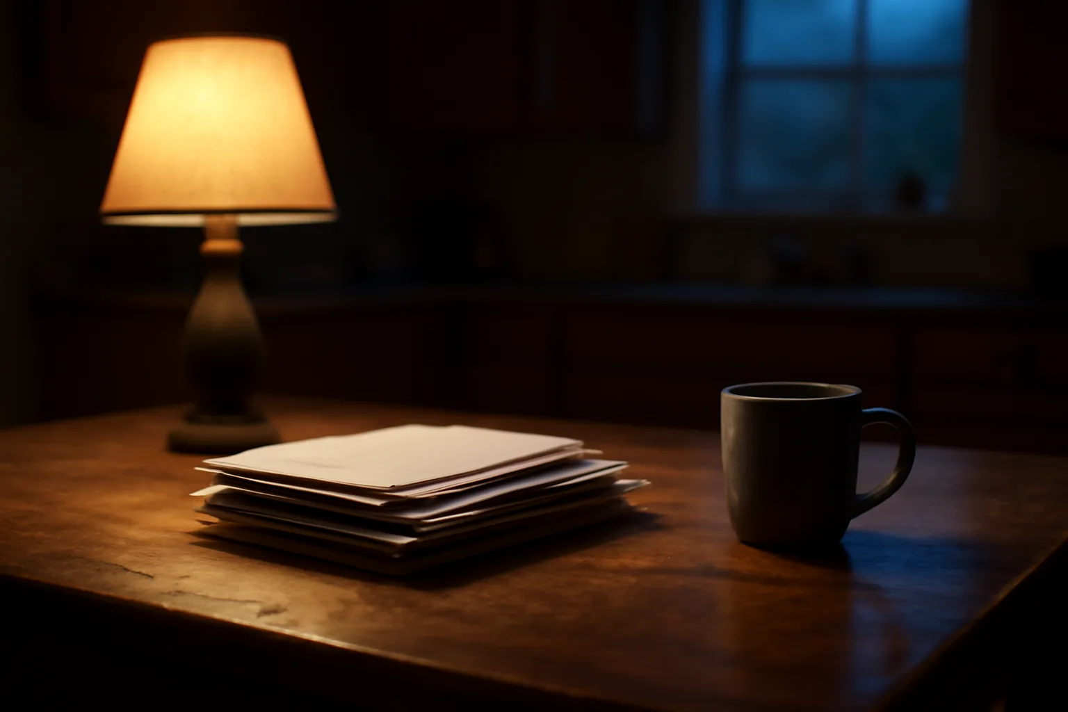 Kitchen table with mail and coffee mug representing timeshare cancellation program decisions
