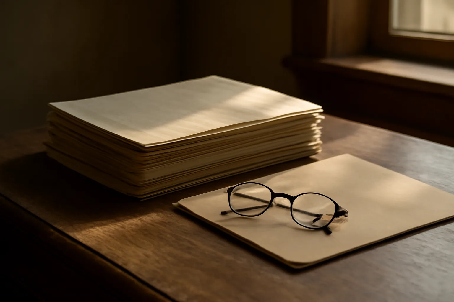 Desk with estate documents and glasses, representing sorting a deceased parent's timeshare fees