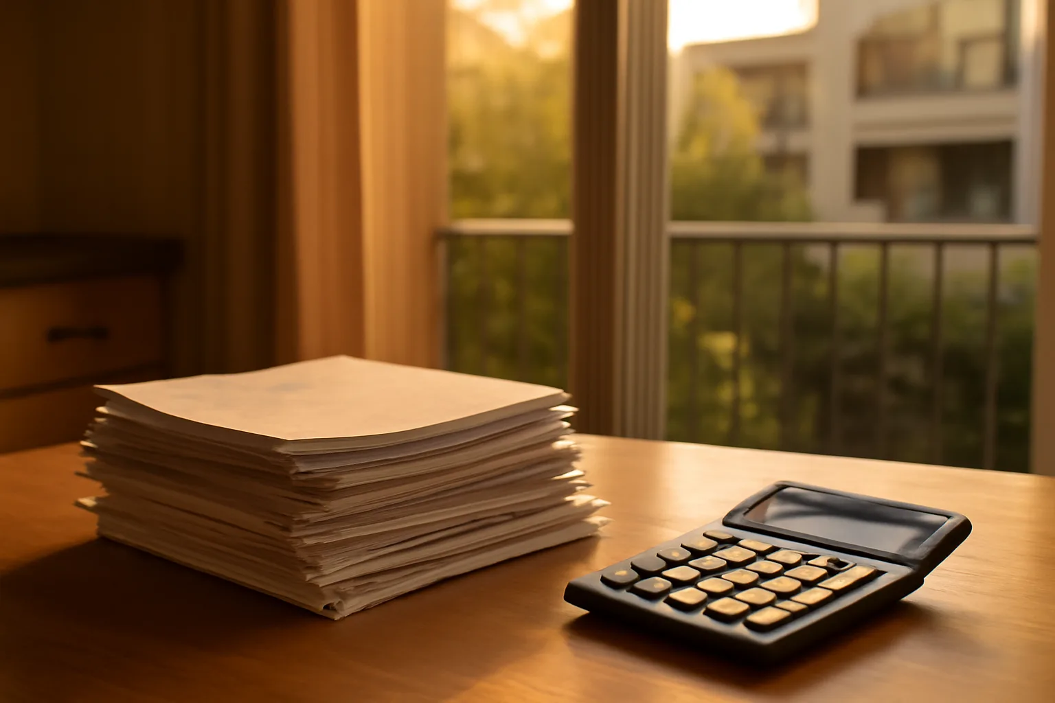 Kitchen table scene suggesting the average cost of a timeshare in unpaid bills