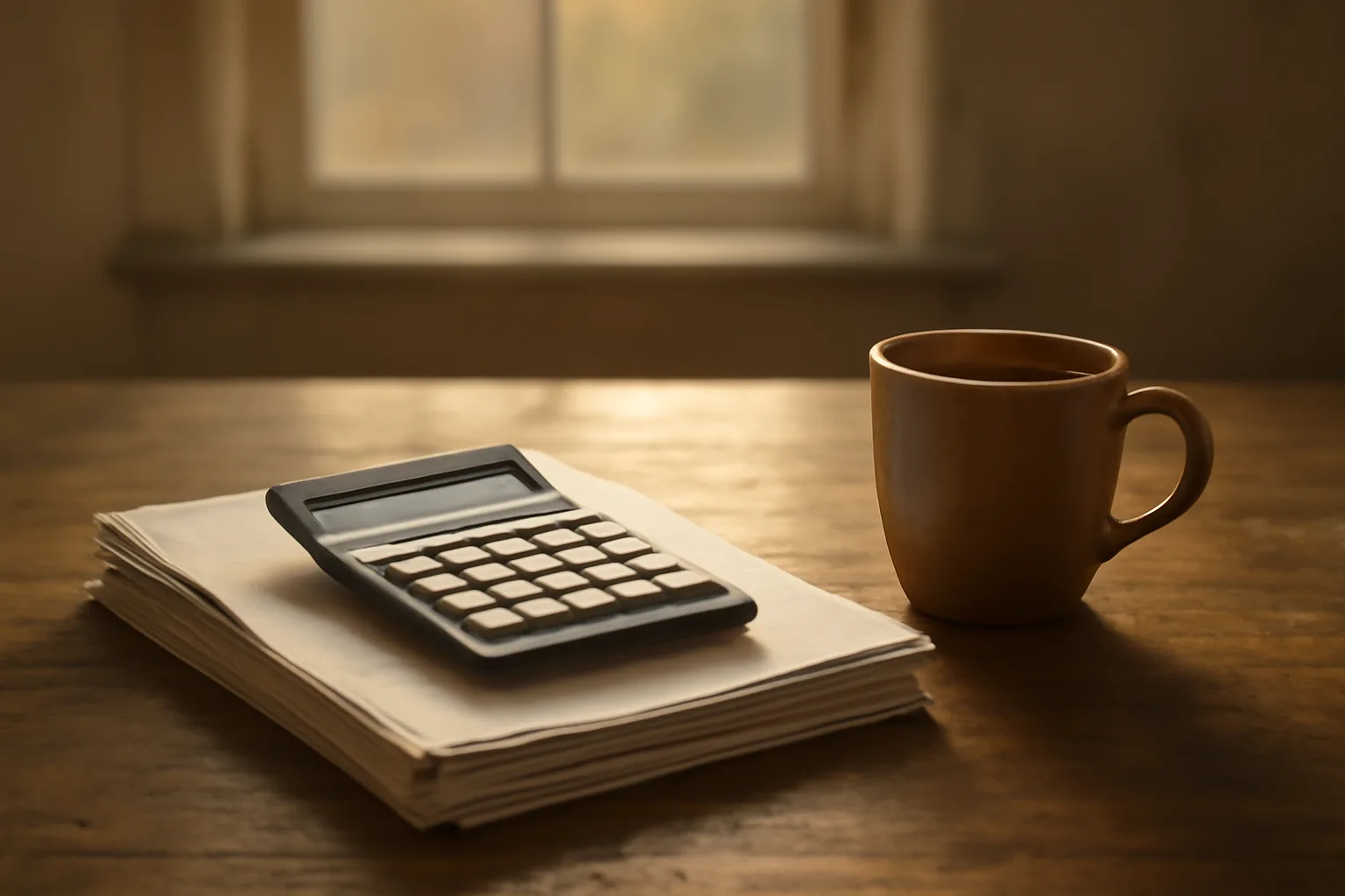 Kitchen table with paperwork and calculator, representing rising timeshare maintenance fees