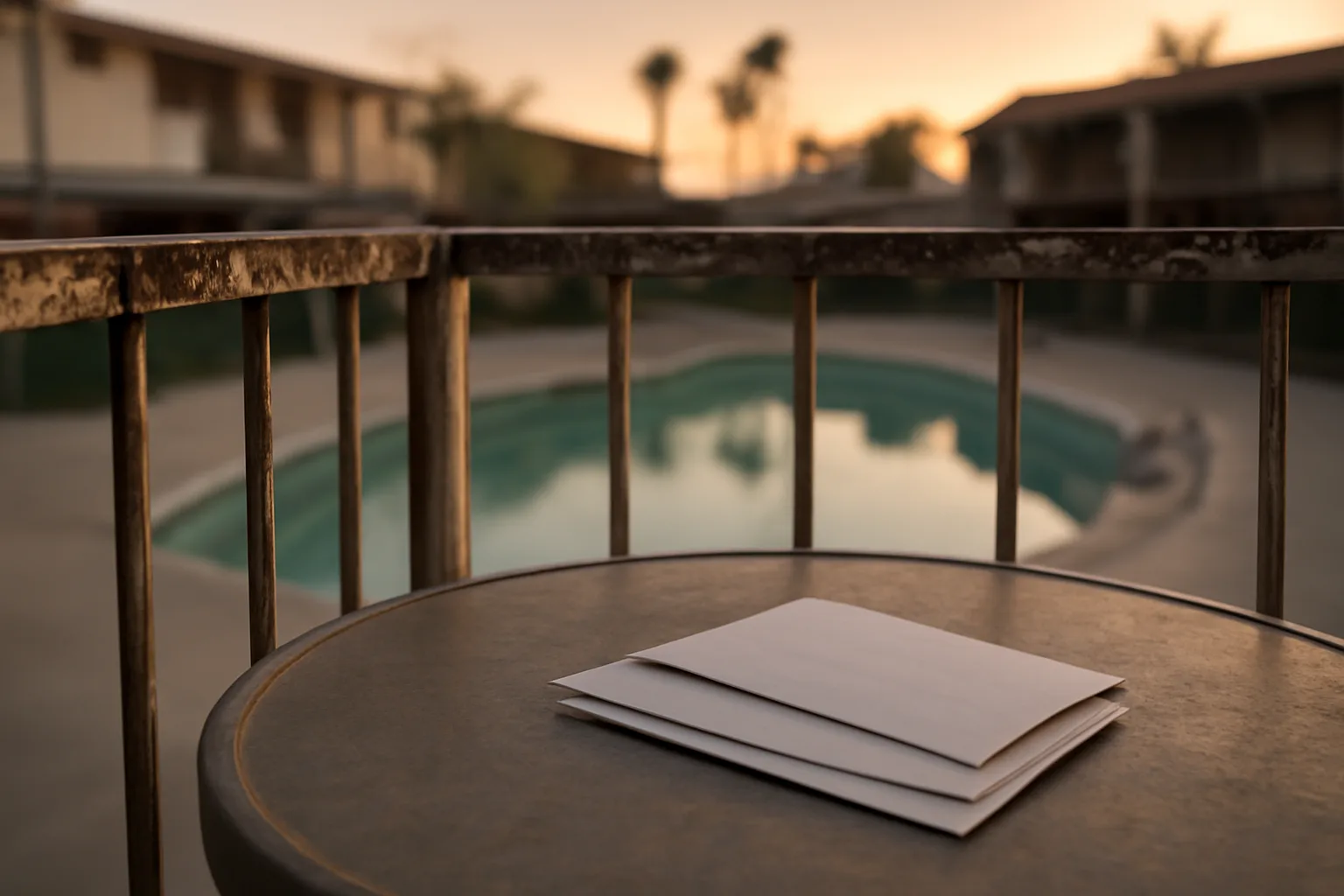 Empty resort balcony and patio table symbolizing unpaid timeshare maintenance fee consequences