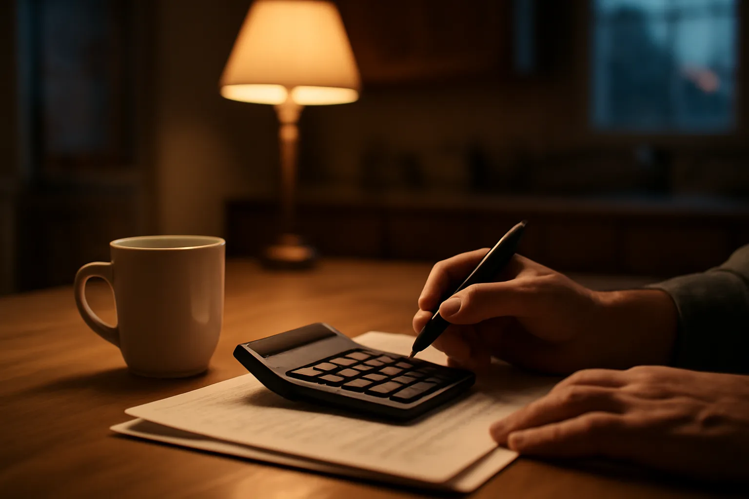 Hands calculating household bills at a table, representing true timeshare cost math