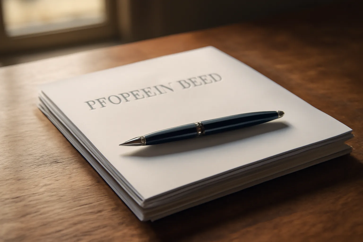Deed documents and pen on a closing table representing timeshare closing costs