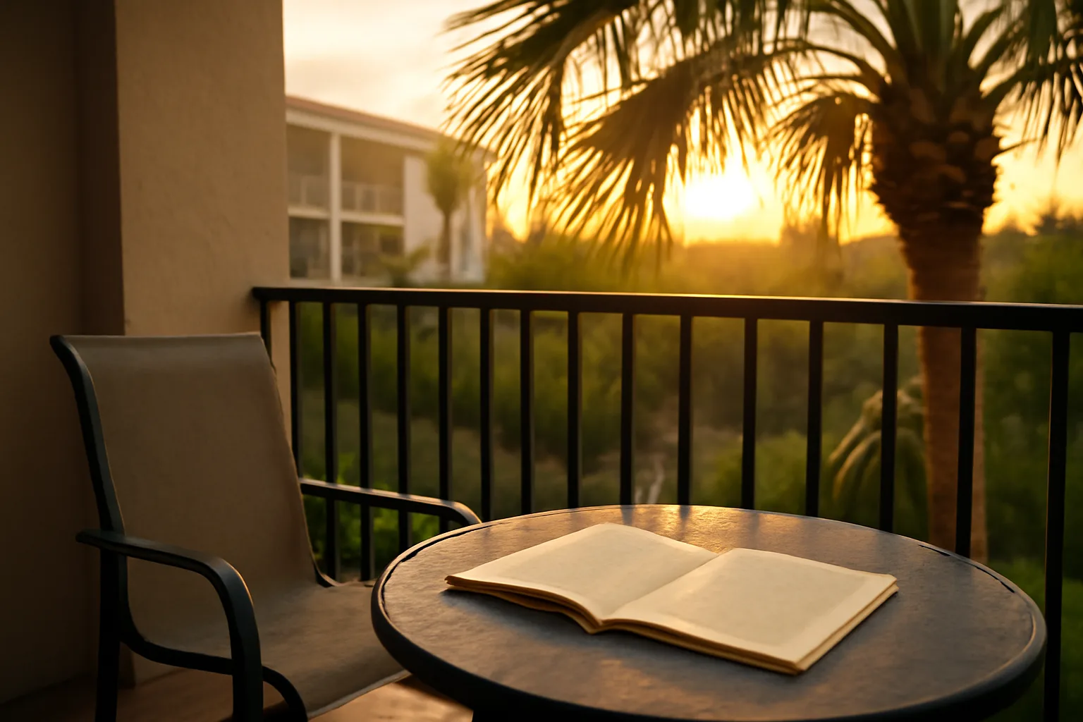 Balcony table with a ledger folder representing rising Westgate timeshare maintenance fees