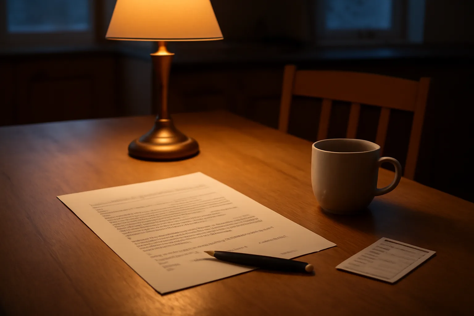 Contract and mailing receipt on a kitchen table, showing steps to cancel a timeshare purchase