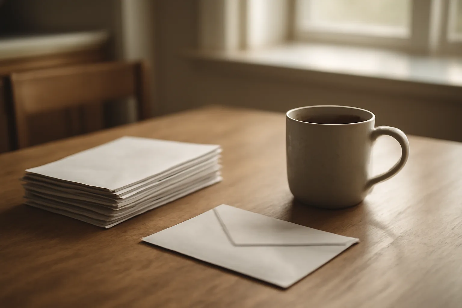 Envelope and mail receipts on a table representing canceling a Bluegreen timeshare contract