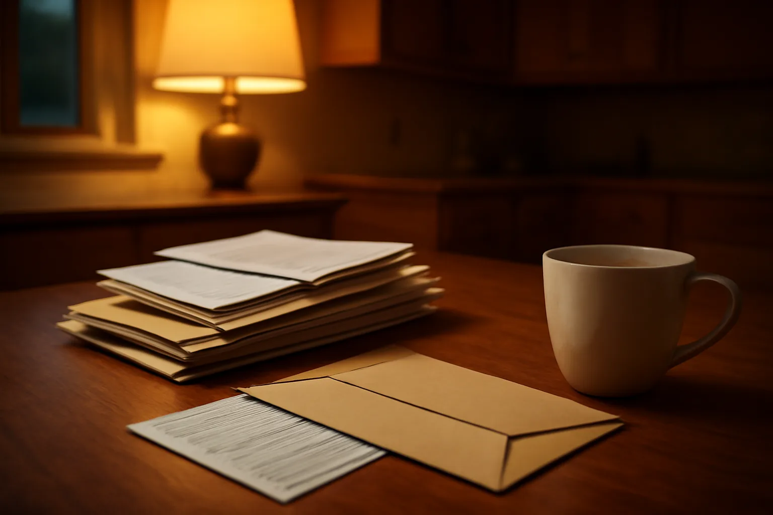 Kitchen table with mail and a coffee cup, representing a timeshare cancellation decision