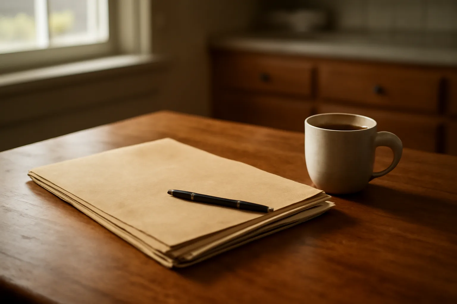 Kitchen table with paperwork and coffee representing timeshare cancellation decisions