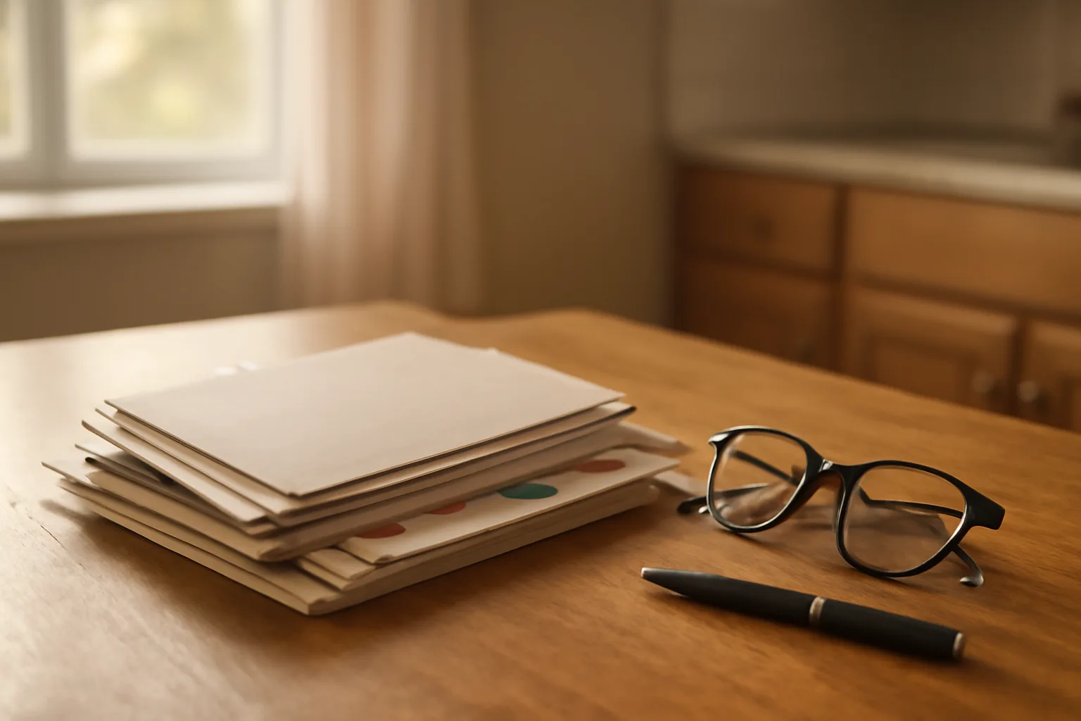 Certified mail receipt and papers on a kitchen table representing a timeshare cancellation letter