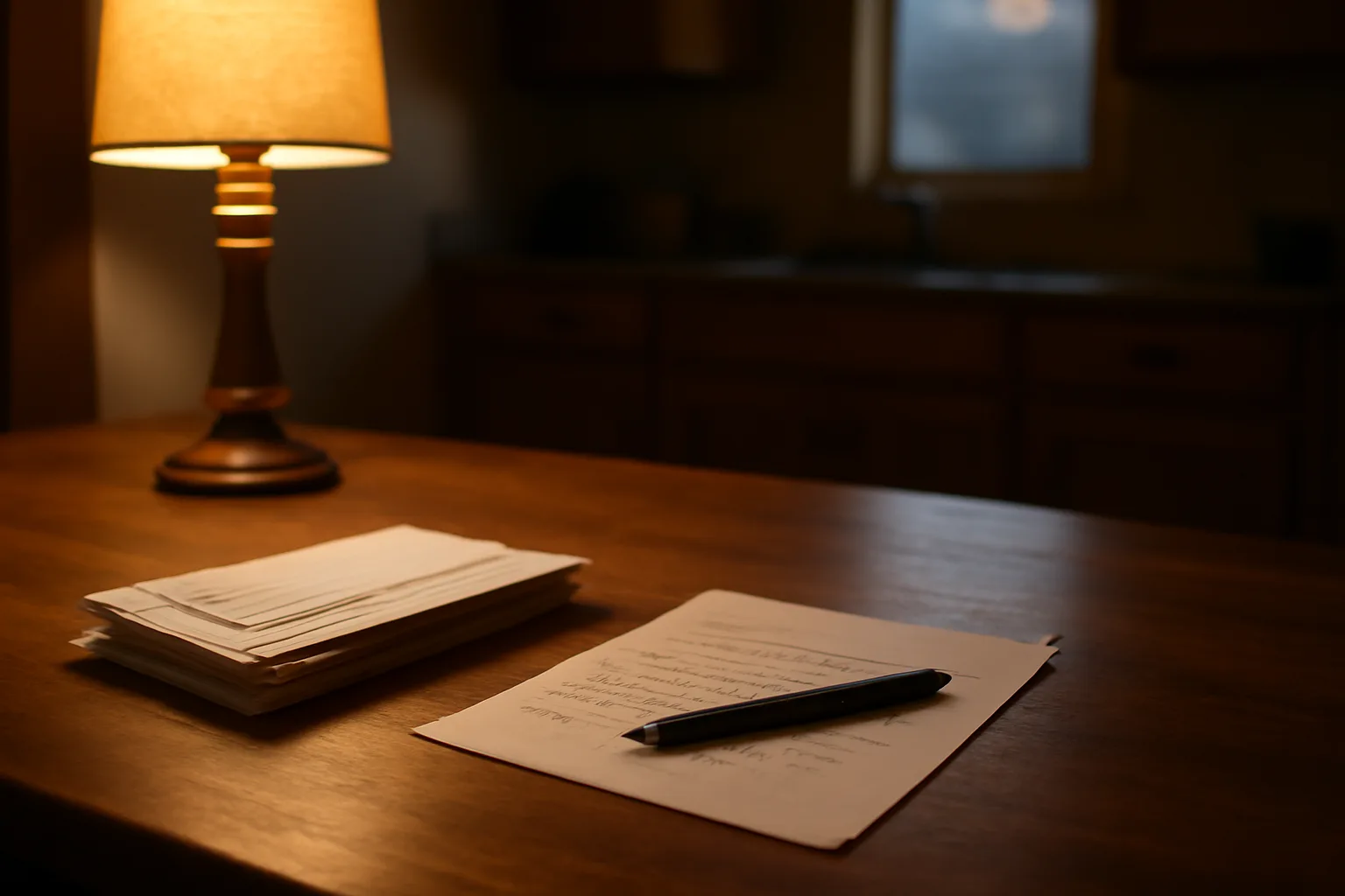Certified mail receipts and a handwritten cancellation letter on a kitchen table