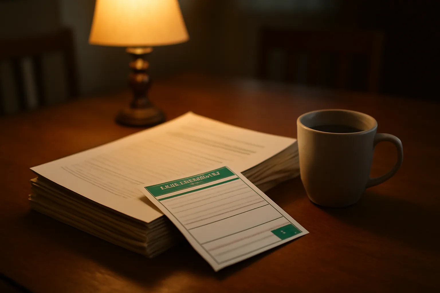 Timeshare contract papers and certified mail receipt on a kitchen table