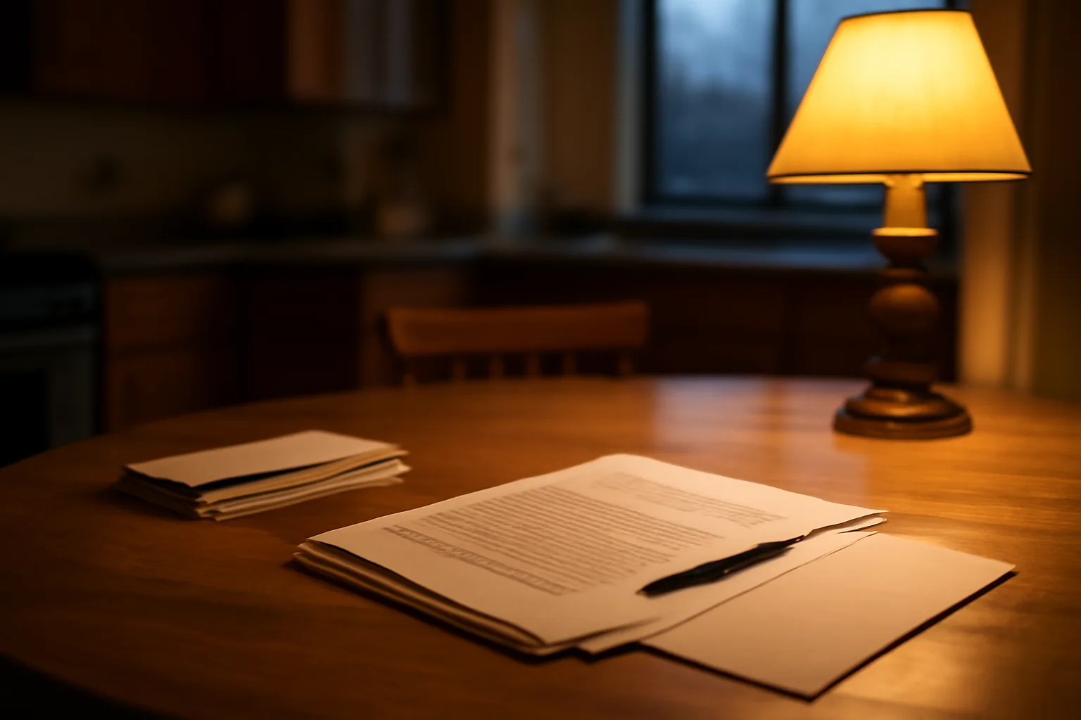 Certified mail receipts and a contract on a kitchen table used to legally cancel a timeshare