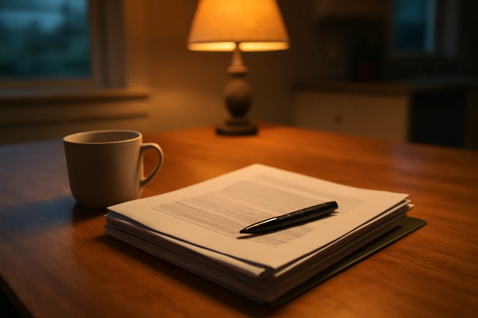 Contract papers and a pen on a table, person considering canceling a Diamond Resorts timeshare