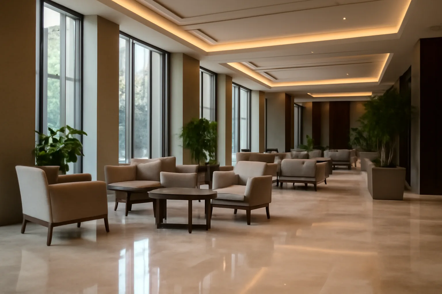 Contemporary hotel lobby with seating and natural light for Hyatt timeshare exit article