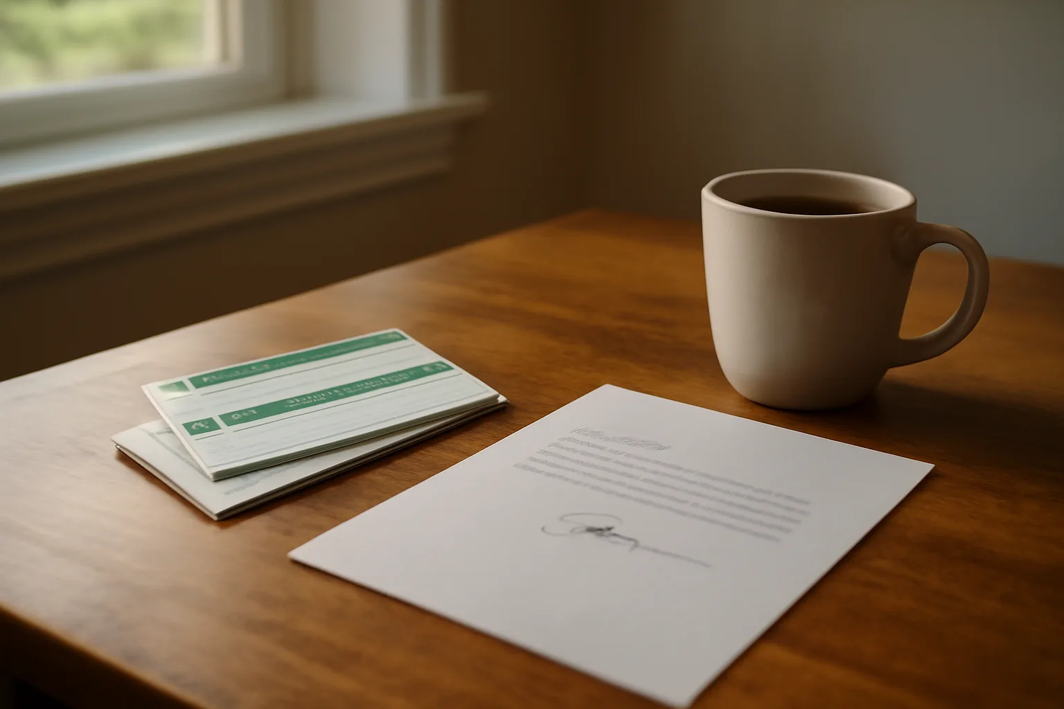 Certified mail receipts and a signed letter on a table, representing canceling a timeshare