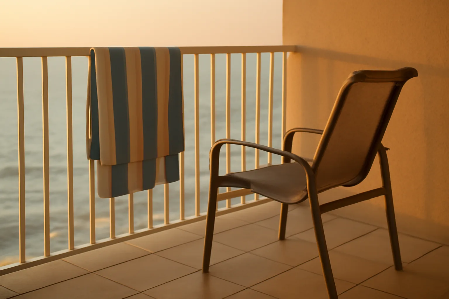 Empty resort balcony at sunset representing the decision to cancel a Sheraton timeshare