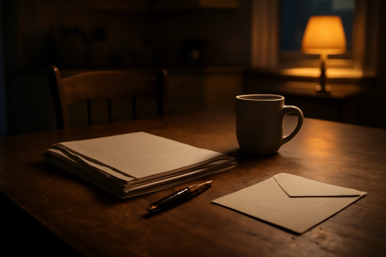Kitchen table with documents and pen, evoking a homeowner reviewing a timeshare contract