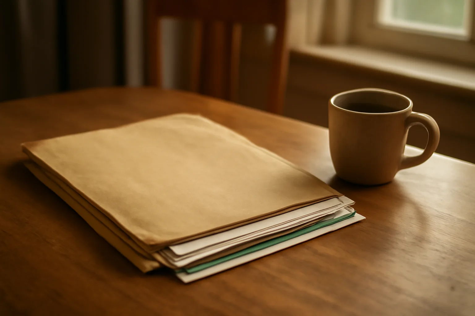 Contract papers and mail receipt on a kitchen table representing timeshare cancellation steps