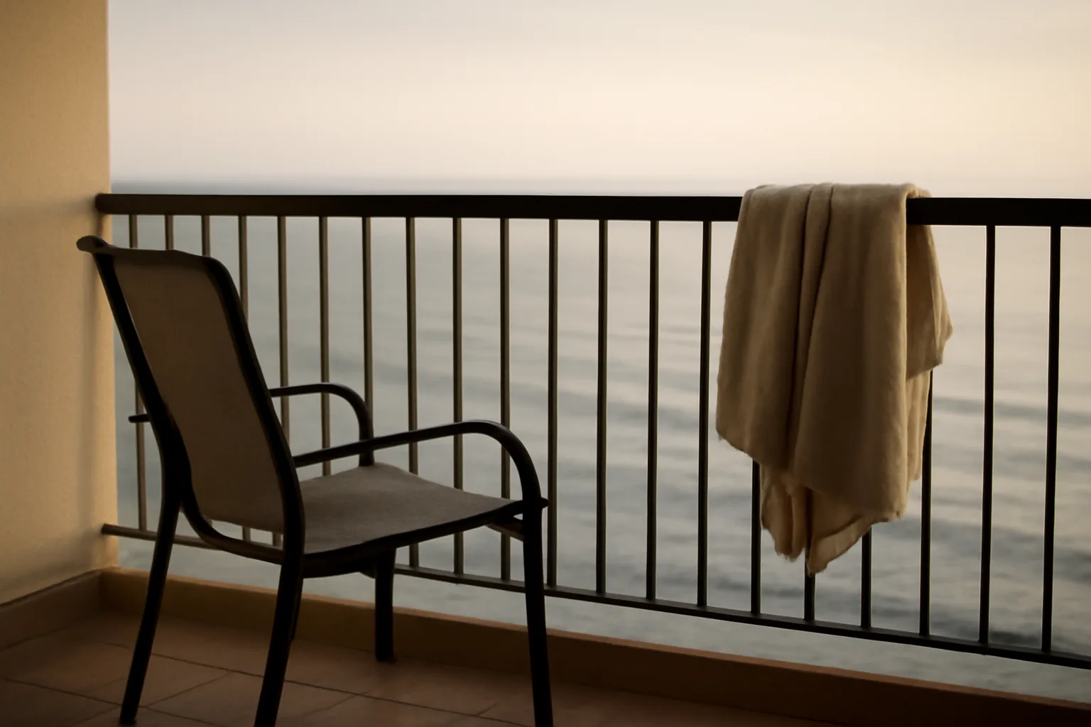 Empty resort balcony at sunrise representing the decision to exit a Wyndham timeshare