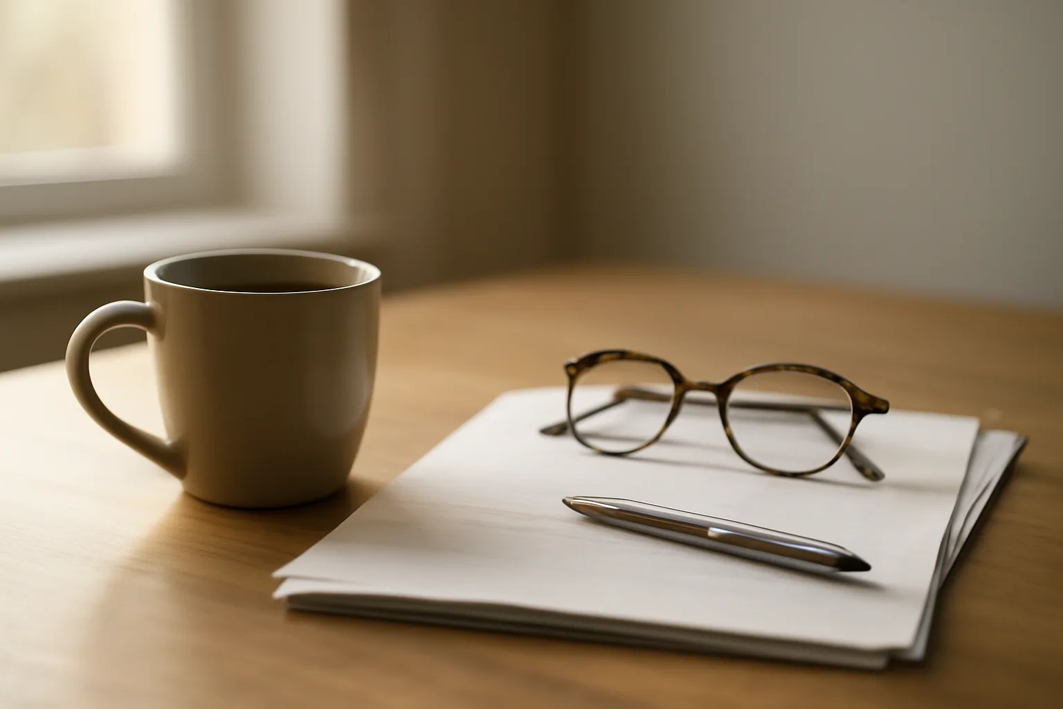 Kitchen table with coffee, glasses, and paperwork suggesting a timeshare exit decision