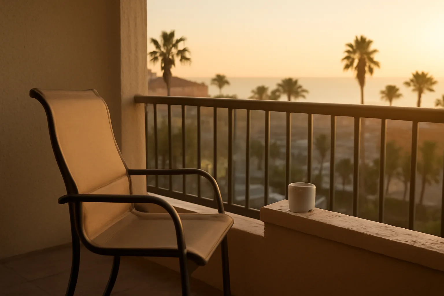 Empty resort balcony at sunrise representing a Florida timeshare owner weighing exit options
