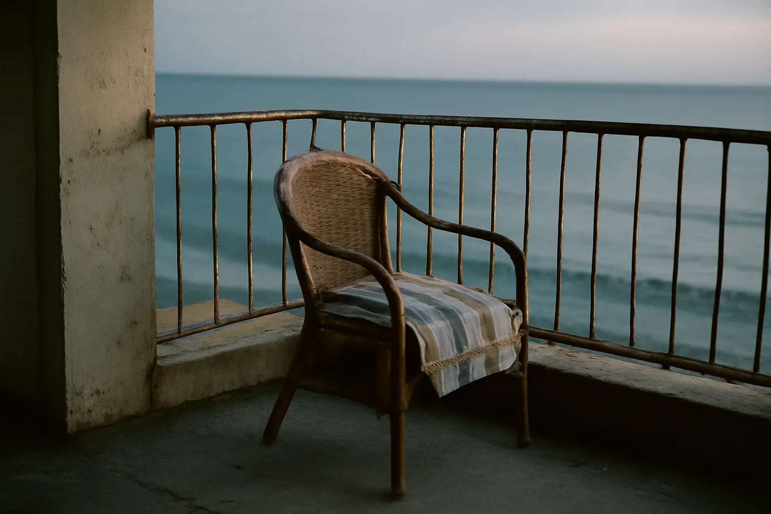 Empty resort balcony at dusk suggesting an owner reconsidering their timeshare