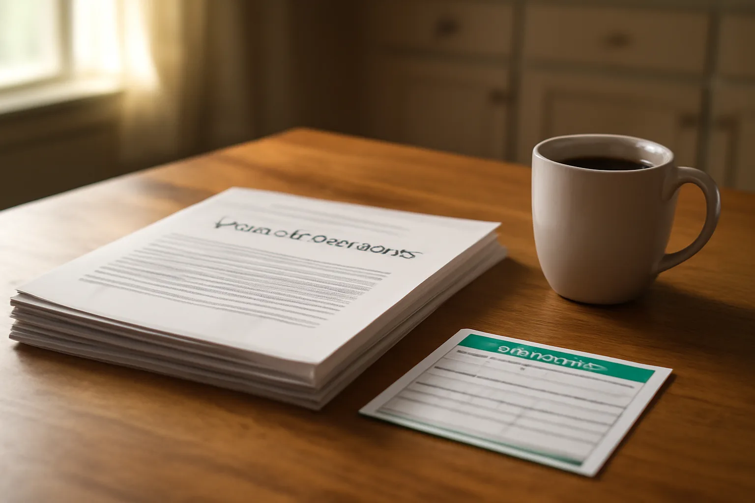 Timeshare contract paperwork and certified mail receipt on a kitchen table