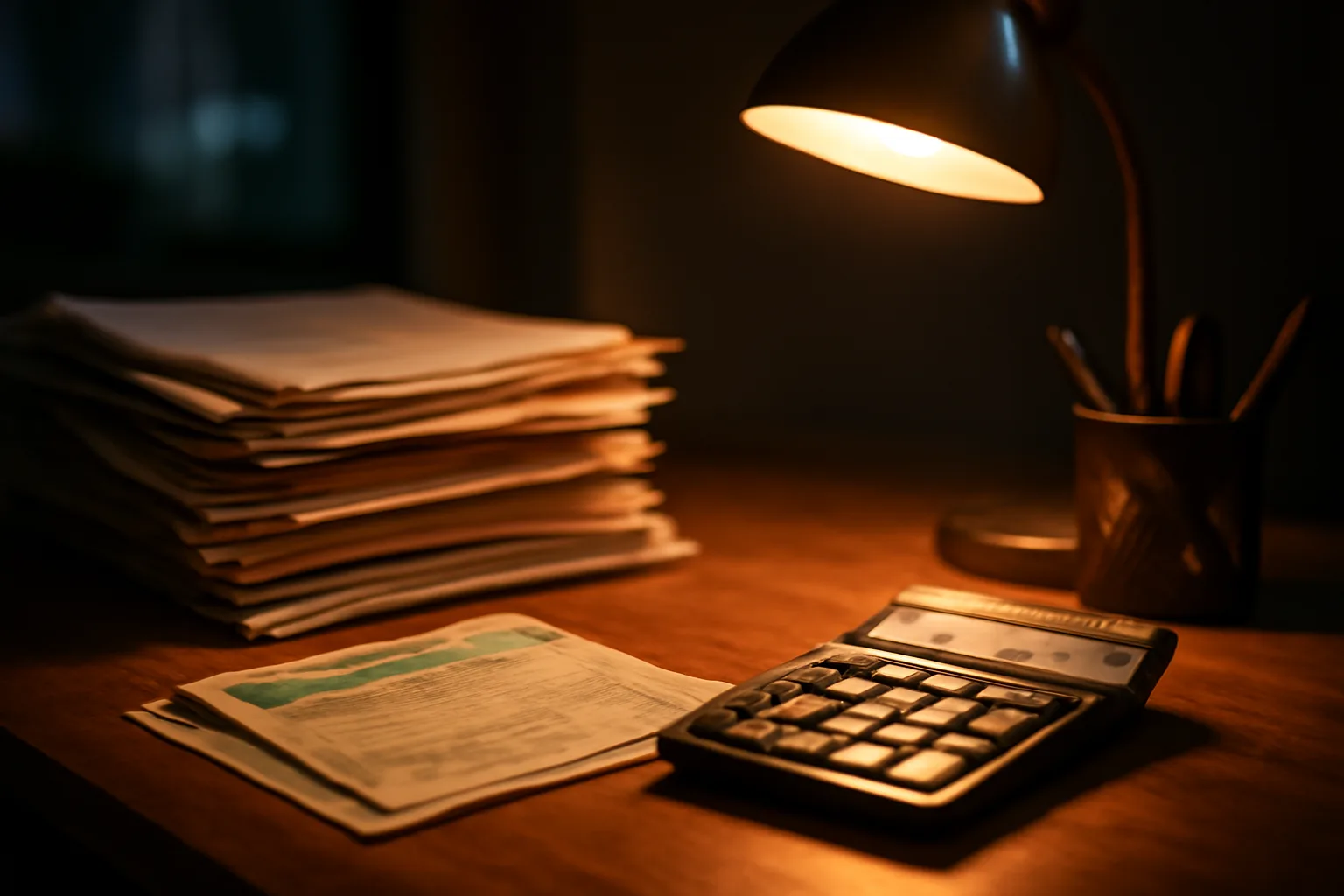 Home desk with paperwork and a lamp, evoking a person researching a timeshare exit decision