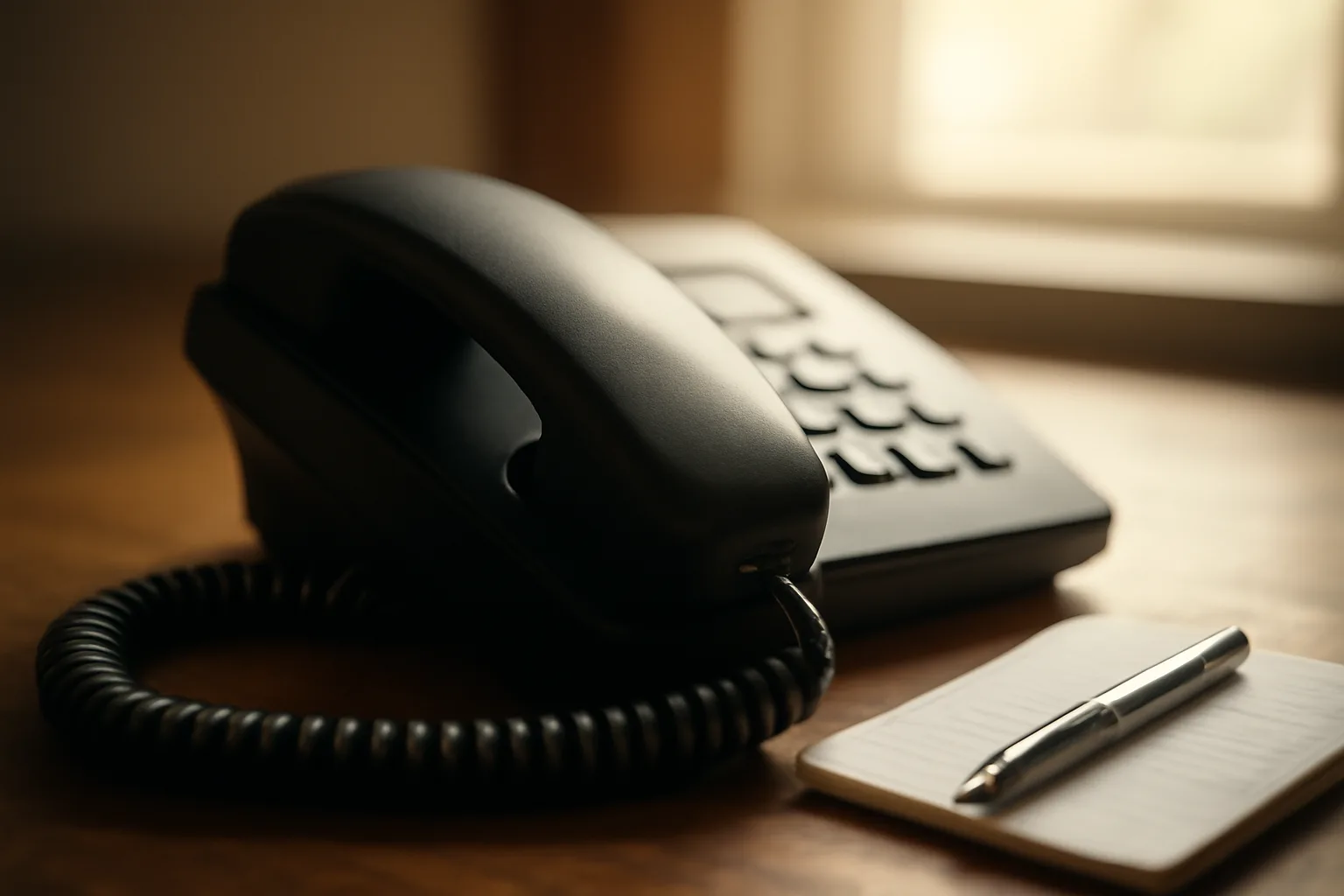 Telephone and notepad on desk, representing timeshare owner services contact