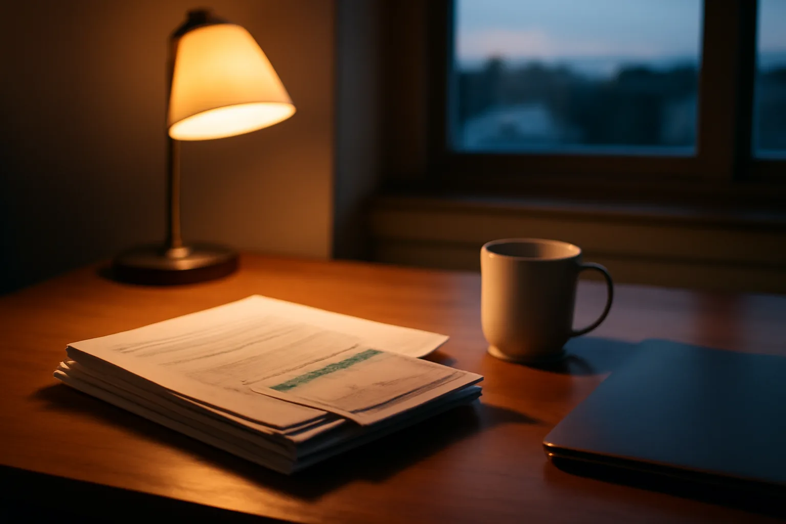 Desk with contract papers and lamp representing timeshare cancellation lawyer research