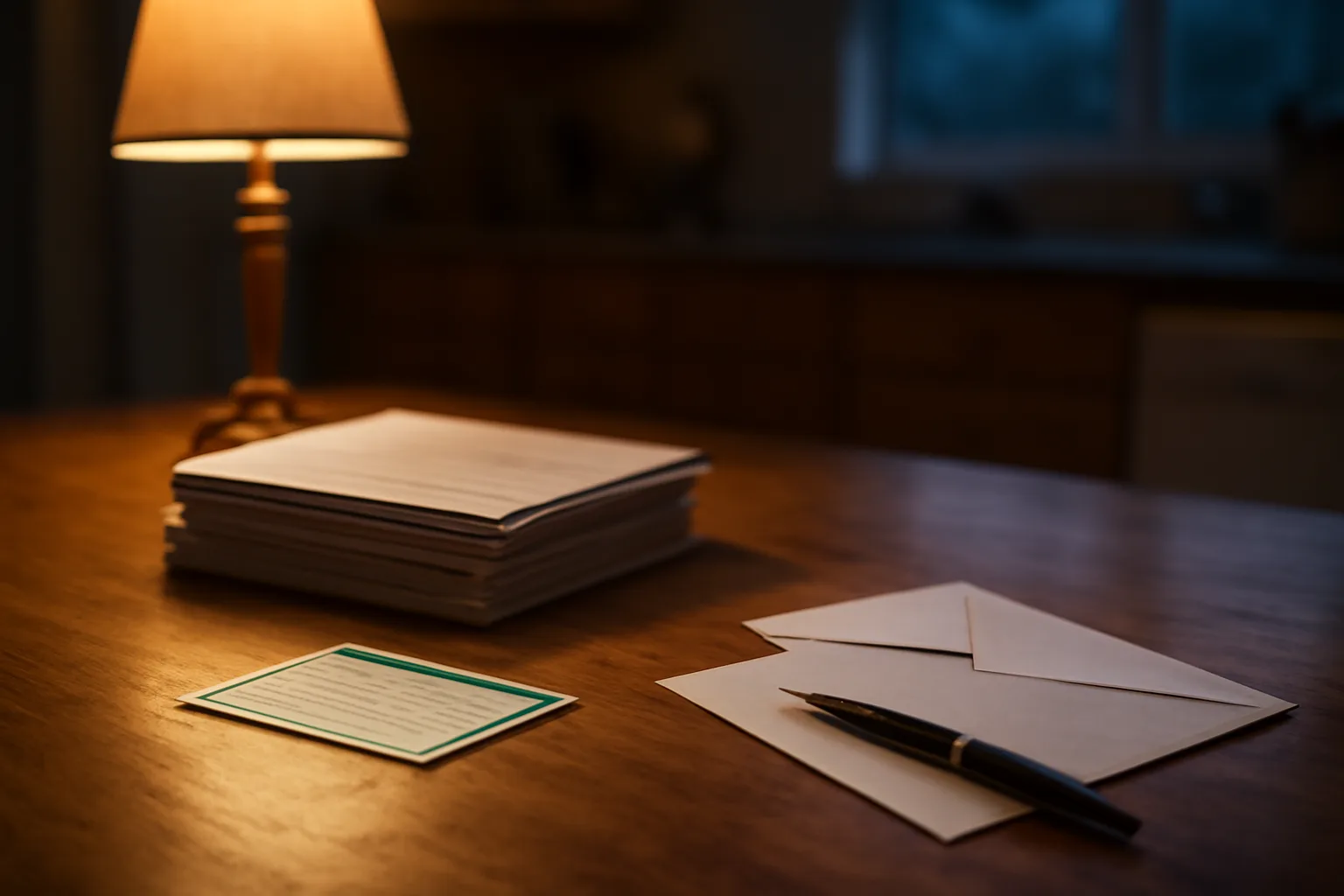 Timeshare contract paperwork and a certified mail receipt on a kitchen table