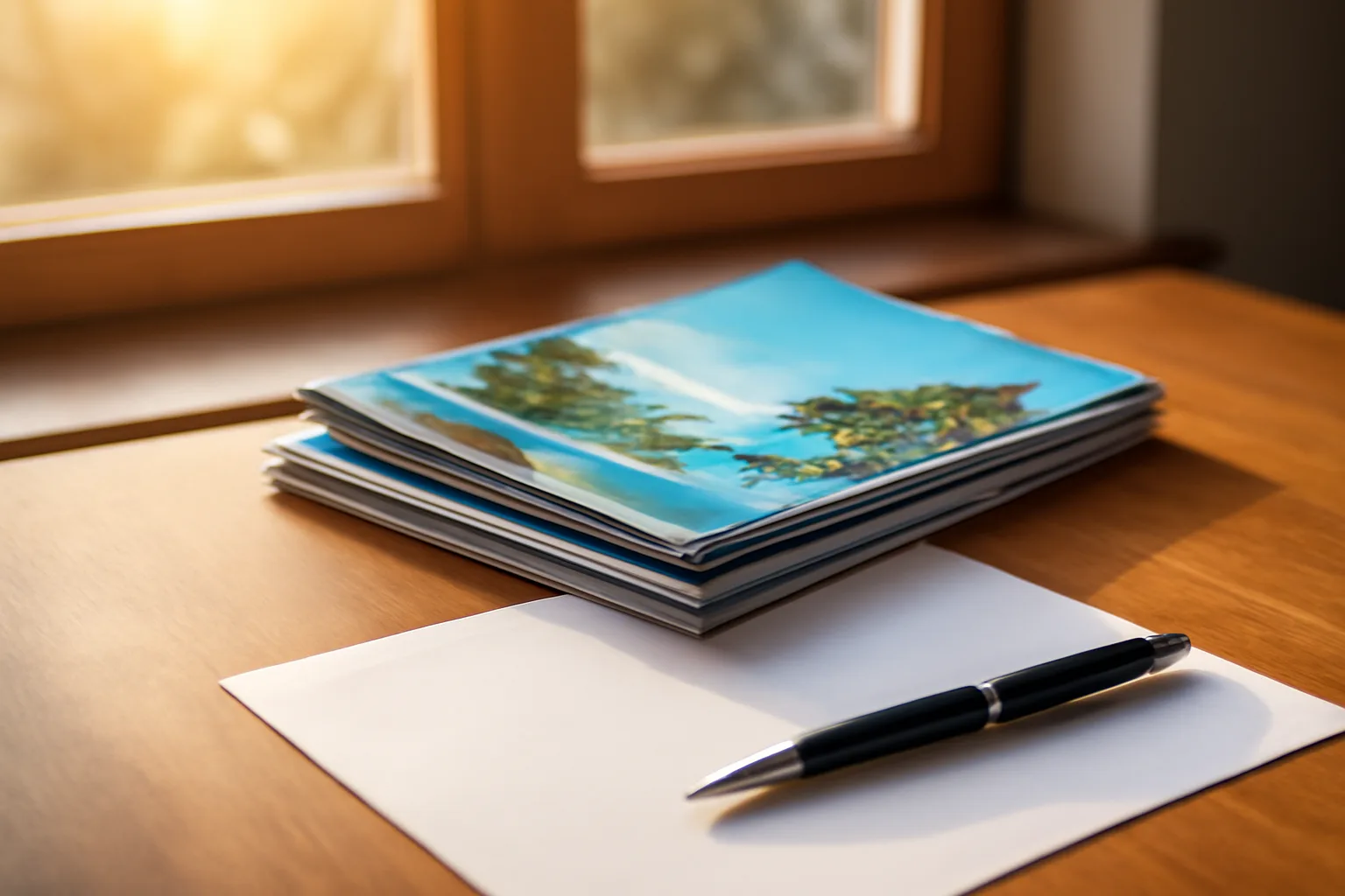 Desk scene with resort papers and a pen representing timeshare cancellation decisions