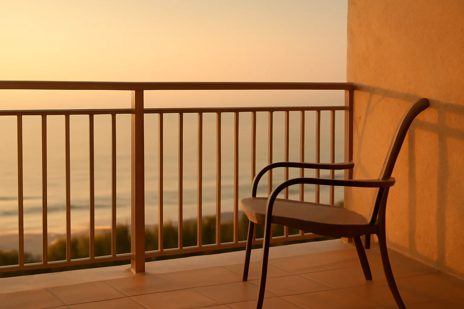 Empty resort balcony overlooking the ocean at dawn representing timeshare ownership costs