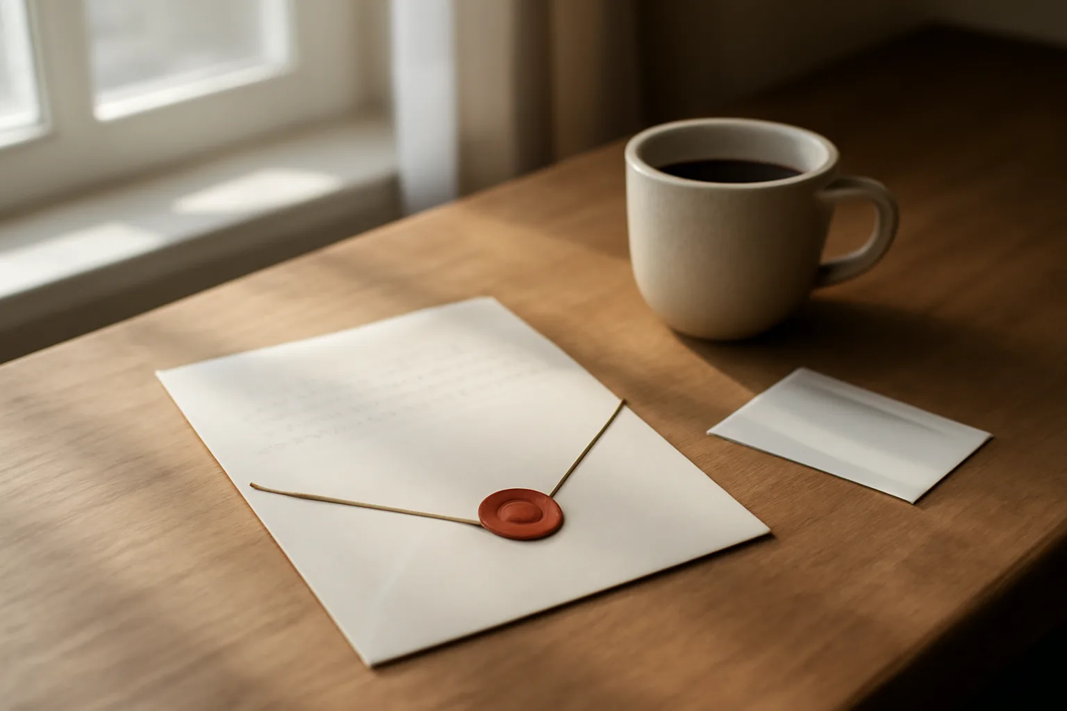 Person sealing a timeshare deed-back letter into an envelope at a home desk