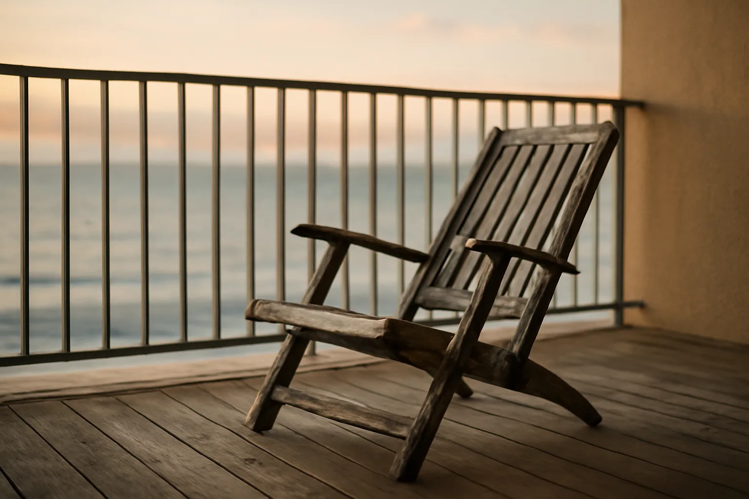 empty resort balcony at dawn symbolizing a timeshare owner weighing cancellation